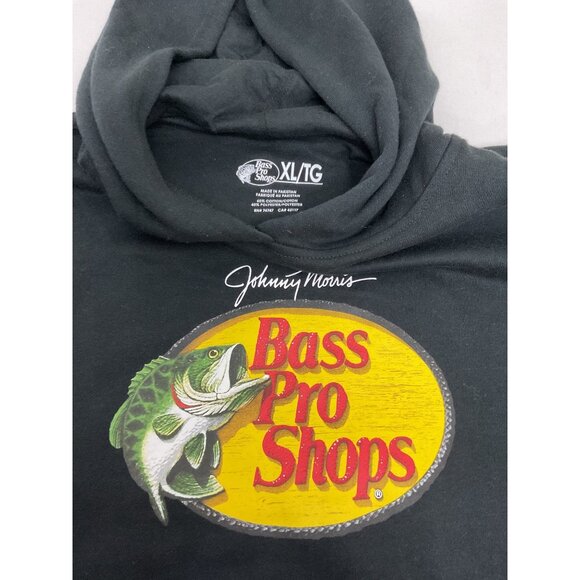 Bass Pro Shops Johnny Morris Black Hoodie XL Womens Cropped Sweatshirt Cotton Bl - Picture 4 of 7